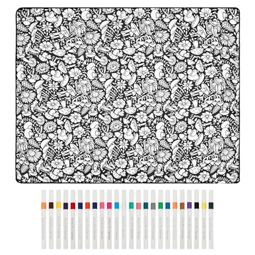 BAODBF DIY-Maldecke 156×125 cm Wiederverwendbare Painting Blanket Coloring Blanket mit 24 Farben Pinsel Decke Selbst Bemalen für Geschenke zu Thanksgiving Weihnachten oder zum Geburtstag(Stil 1)