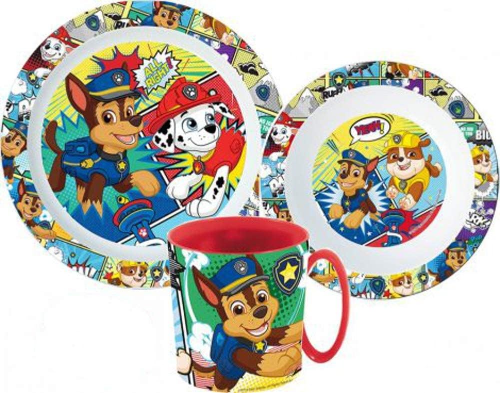 PAW PATROL Frühstücksset 3-teilig - Kindergeschirr Mit Teller, Schüssel & Becher Aus Kunststoff