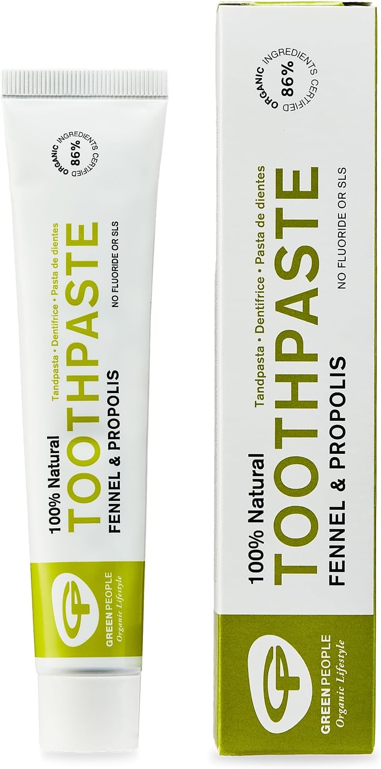 Green People Fennel & Propolis Toothpaste 50ml | 100% Natural Non-Mint Toothpaste for Adults | Certified Organic Dental Care | Fluoride Free & SLS Free | Toothpaste for Sensitive Gums | Cruelty Free