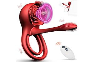 YOLOSEKS Rose Cock Ring Vibrating 4 in 1 Penis Ring with Remote Control