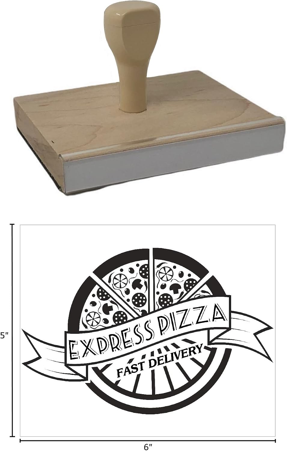 Infusion Express Pizza Fast Delivery Rubber Stamp, 5 X 6 Wood Stamp
