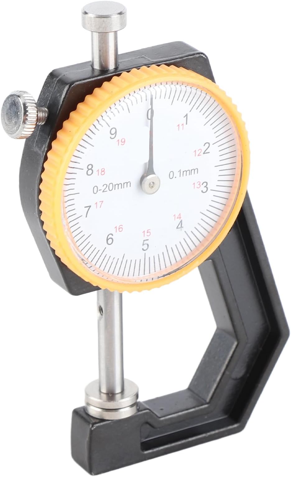 Thickness Gauge, Steel Material White Dial with Fine Scale for Measuring Jewelry Leather Metal Plate, 0.1mm Accuracy 0‑20mm Range (0-20mm Thickness Gauge)
