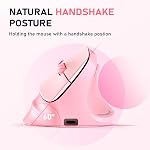 MEETION Souris ergonomique, souris verticale sans fil RGB Rétroéclairé pour Bluetooth(5.2 + 3.0) & USB-A avec USB-C Adaptateur rechargeable 4 ajustable DPI Compatible Mac/Windows/Andriod/PC/Tablet/iPad Rose