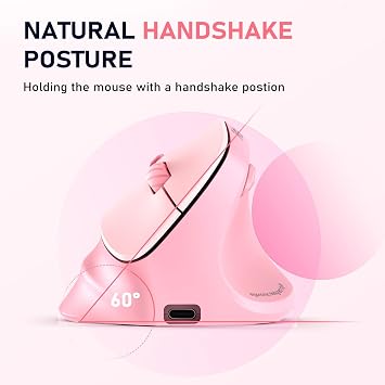 MEETION Ergonomik fare, kablosuz dikey fare RGB arkadan aydınlatmalı şarj edilebilir fare, Bluetooth (5.2 + 3.0) USB-A Tip-c adaptörlü 4 ayarlanabilir DPI uyumlu Mac/Windows/Andriod/PC/Tablet/iPad