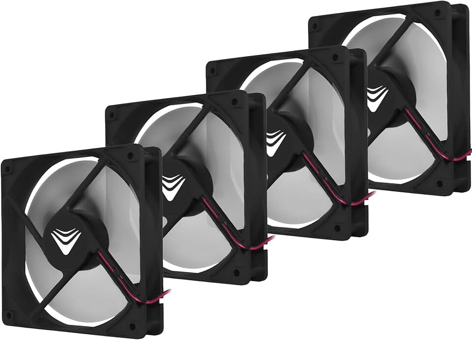 Kit 4 Ventoinhas 12cm sem Led Evus Fan Cooler Preto 120mm para Gabinete, Air Cooler 2200 RPM com 7 Lâminas Conexão 4 pinos (IDE) Molex