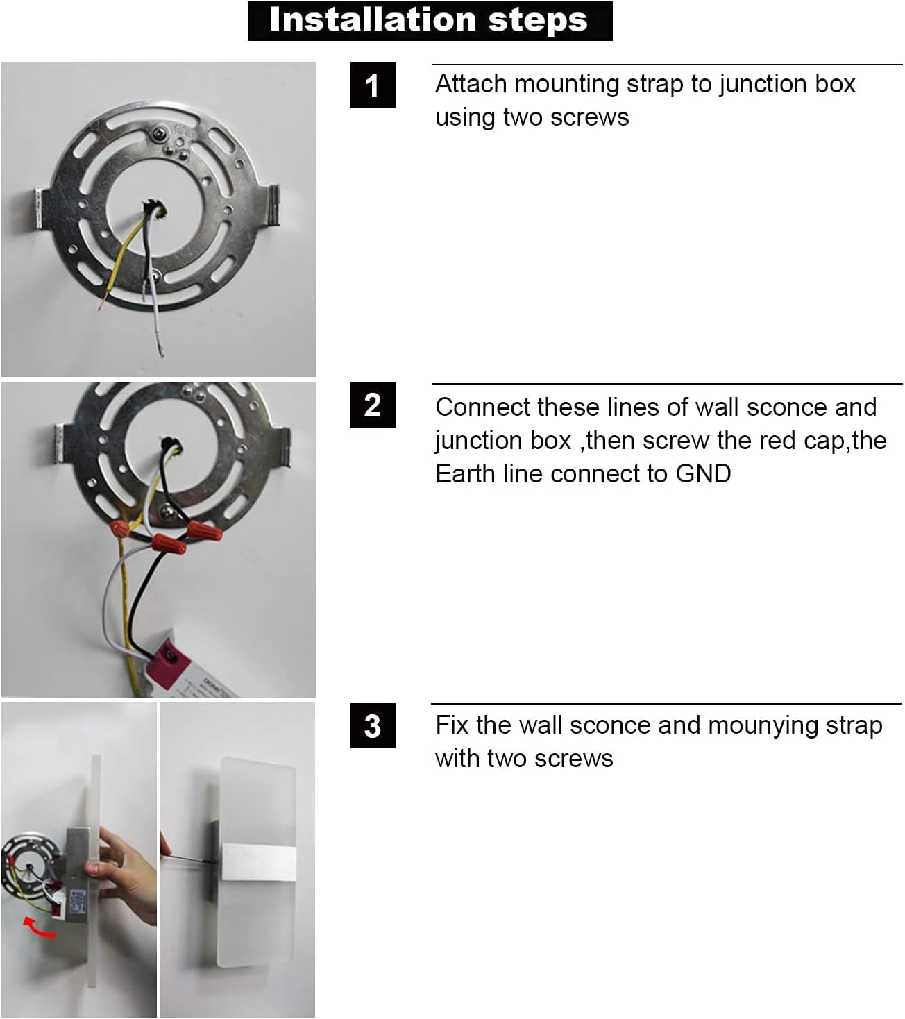 Lightess Dimmable Wall Sconces Set of 2, Modern LED Wall Lamp 12W for Hallway Bedroom Living Room, Cool White, HS821-2