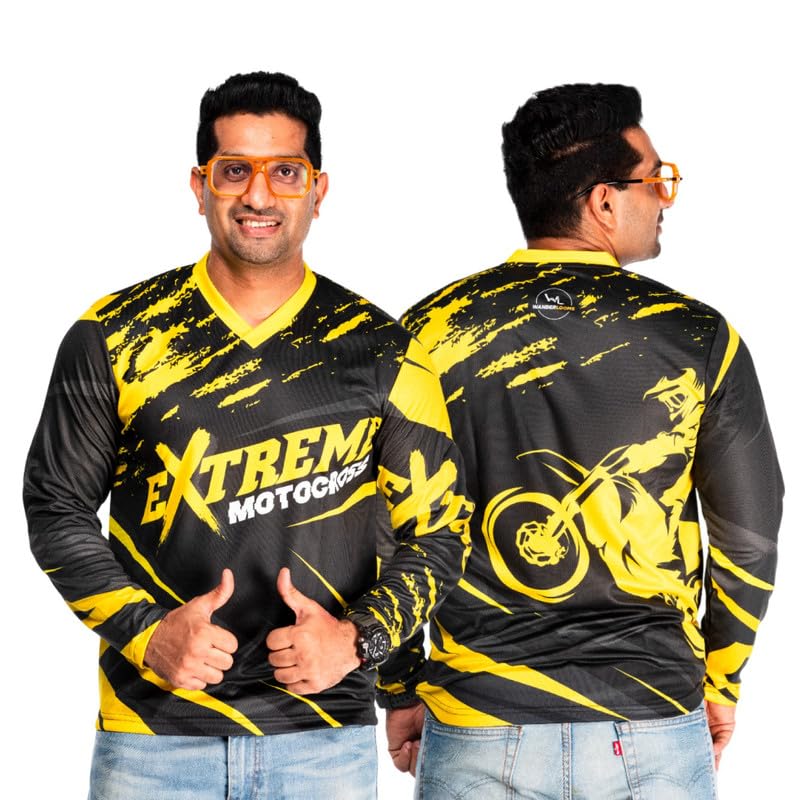 Printed Rider Jersey for Men & Boys Riding Clothes Sports Tshirt Full Sleeve V Neck Enduro Slayer Riding Jersey Biker T Shirt