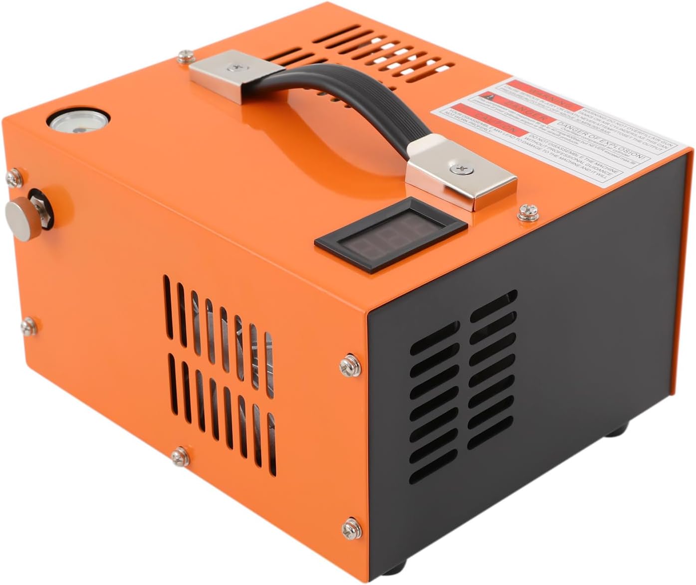 PCP Air Compressor 4500Psi 30Mpa,12V DC/110V AC PCP Air Compressor Pump with Built-in Fan,Scuba Tank Compressor Pump,PCP Airgun Compressor with Transformer (Orange)