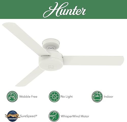 Miniatura 2 de Hunter Ventilador de techo interior contemporáneo con acabado blanco mate de 52 pulgadas con 3 aspas (renovado)