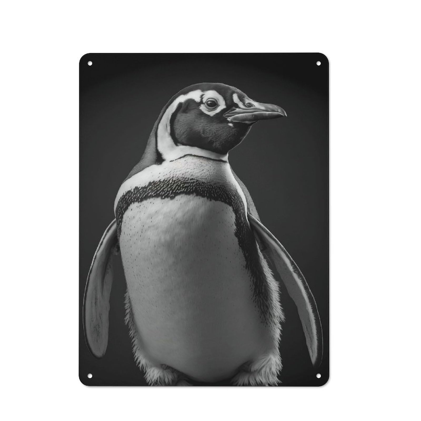 Junmoney Style-1 Metal Wall Plaque With Portrait Of A Peguin Design 40X30cm, Simple Retro Studio Wall Plaque For Hobby Room, Office, Lounge Or Living Room