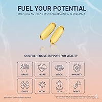 Vista 2 de Triple Omega 3 Aceite de pescado 120 cápsulas blandas Mezcla ultra pura EPA DHA DPA Plus K2 y D3 Cápsulas de cápsulas blandas de alta potencia