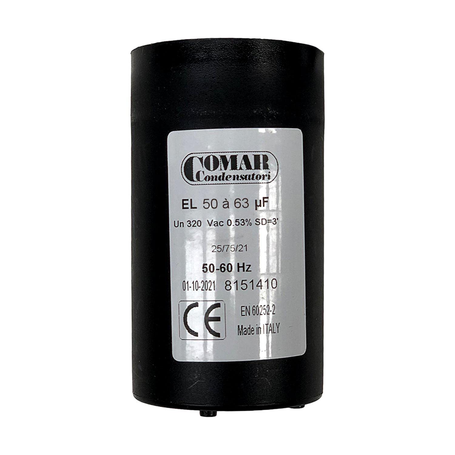 Capaciteur de démarrage COMAR 50UF à 63UF 250V à Cosses Faston pour Moteur Monophasé