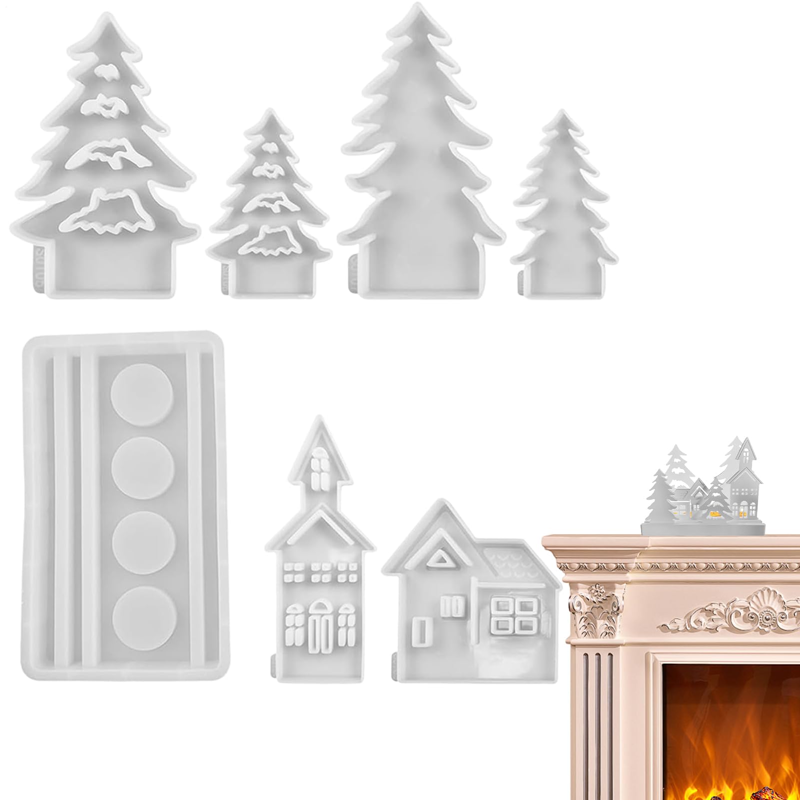 Lot de 7 moules en silicone en forme de sapin de Noël pour décoration de