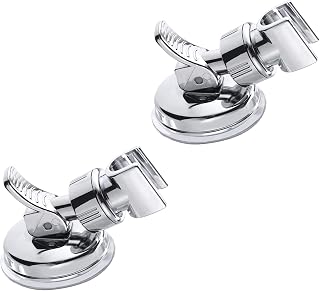 2 Pack Shower Head Holder Adjustable Suction Cup Shower Head Bracket with Chrome Polished No Drill Shower Head Mount for Most Handheld Shower Sprayer