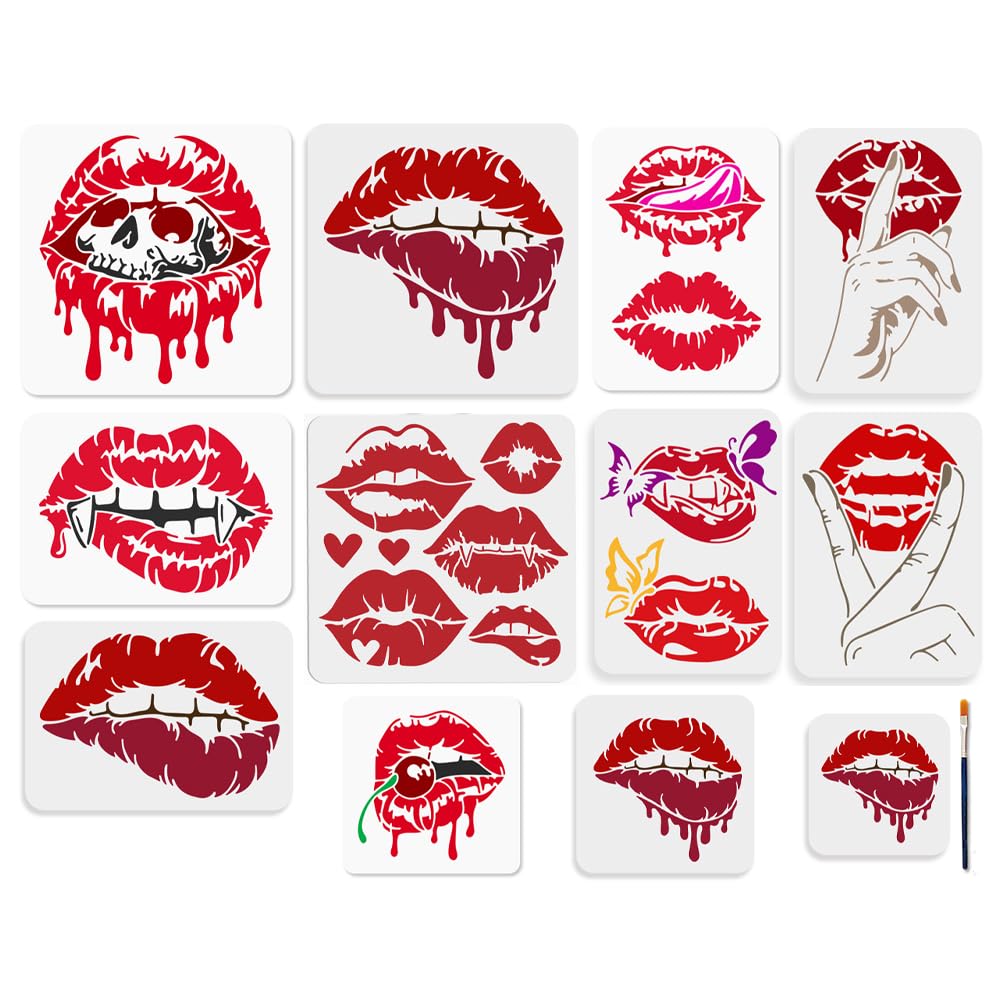 Pochoirs crâne de vampire MAYJOYDIY avec pinceau pour déco bois et mur