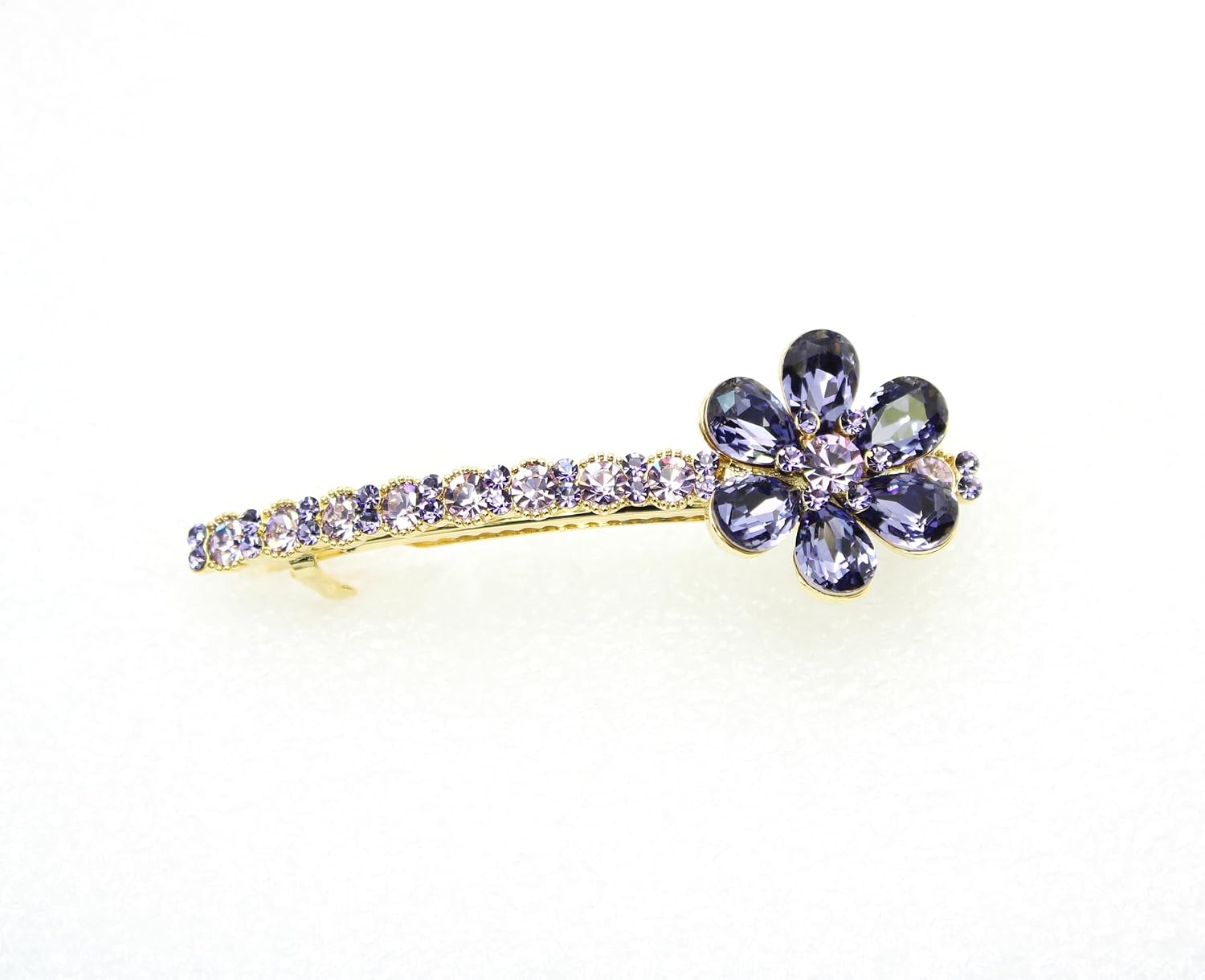 Faship Gorgeous Purple Rhinestone Crystal Floral Hair Barrette Clip