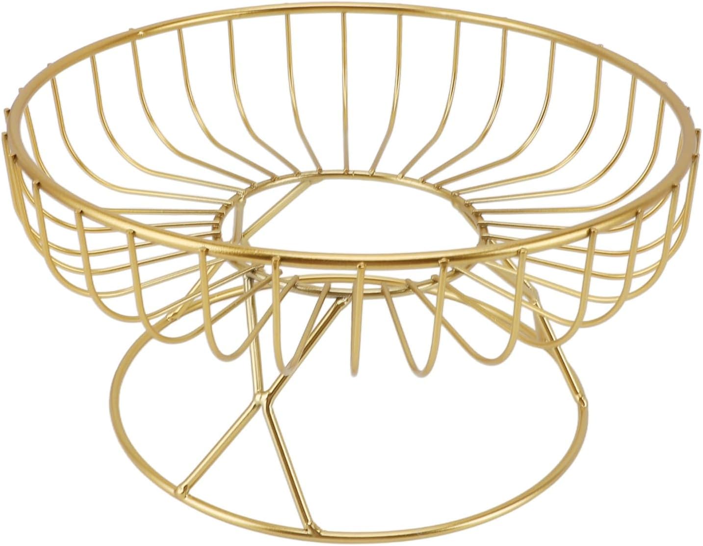 Zerone Large Round Metal Fruit Bowl Holder Basket Stand, Ventilated Design, Hollowed Out Wire, for Even Ripening, for Fruits, Snacks, Bread, (L White Background