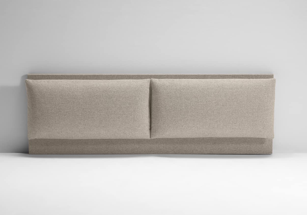 EVERGREENWEB - Testiera Letto Matrimoniale Imbottita Tortora, Elegante Testata Letto a Doppio Cuscino da Parete in Tessuto Liscio Antimacchia, Incluso Kit di Montaggio GRATIS, Interno Puro Legno, ROMA