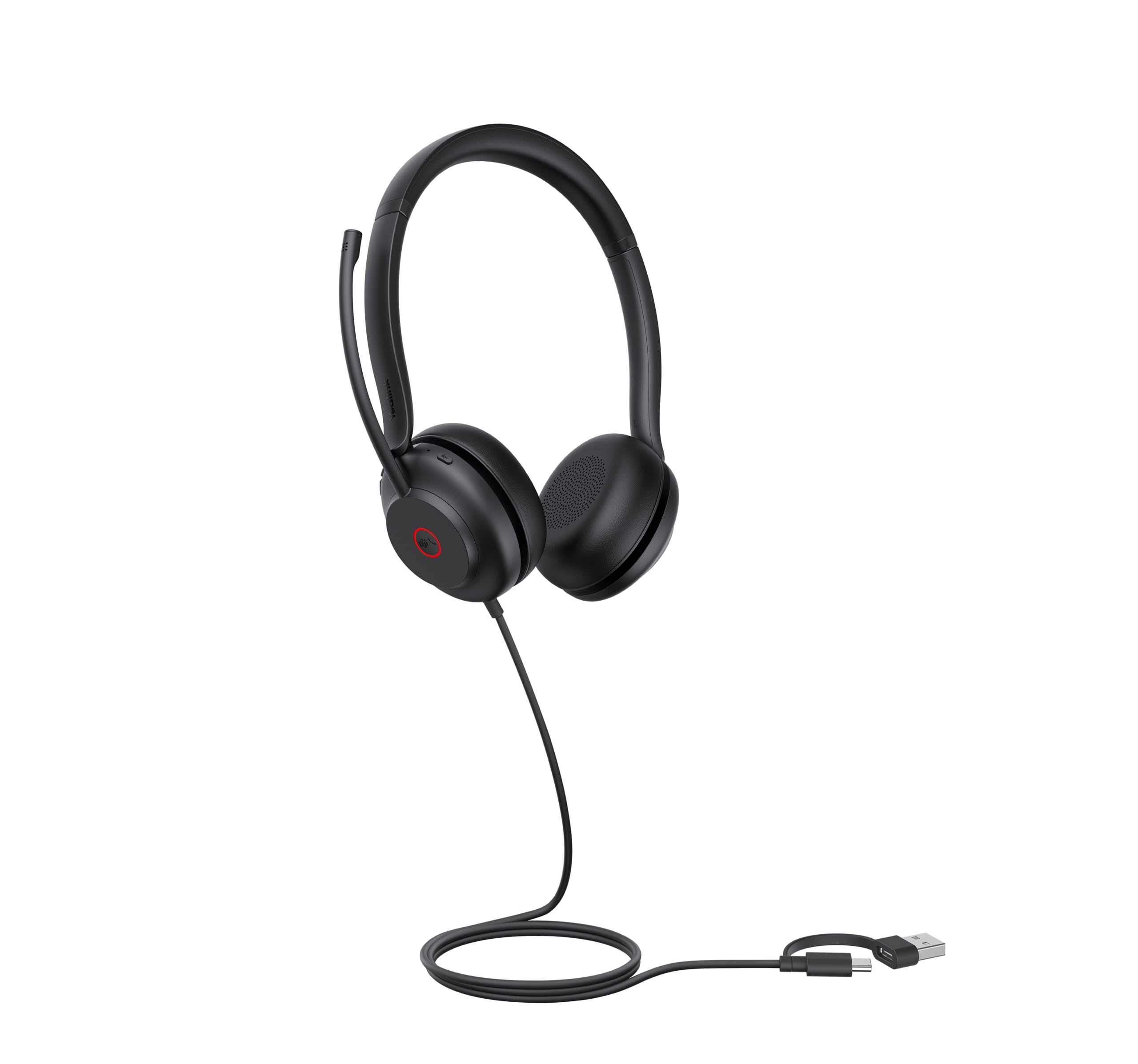 Yealink UH35 Casque USB Professionnel, Double Fil, avec Microphone antibruit, Mode Appel et Musique, Design léger et Confortable, stéréo, certifié par l'équipe