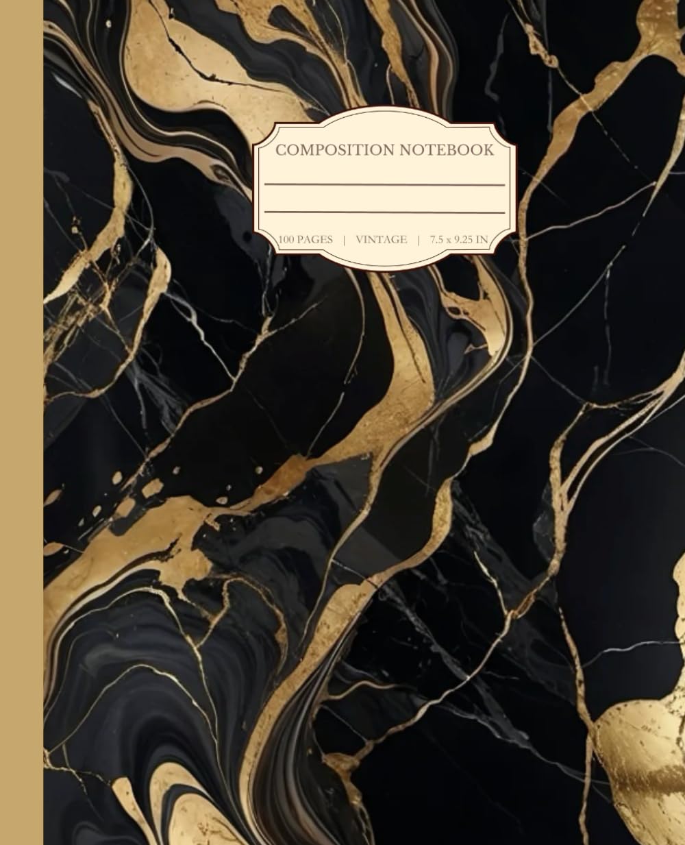 Cahier marbre noir et or élégant à lignes pour sublimer vos notes