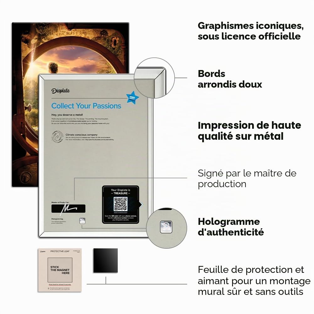 Displate Affiche Métallique Le Seigneur des Anneaux - Middle-Earth - The Hobbit Unexpected Journey - Déco Maison Chambre - Cadeau - Decoration Murale Salon Metal Poster 32 cm x 45 cm