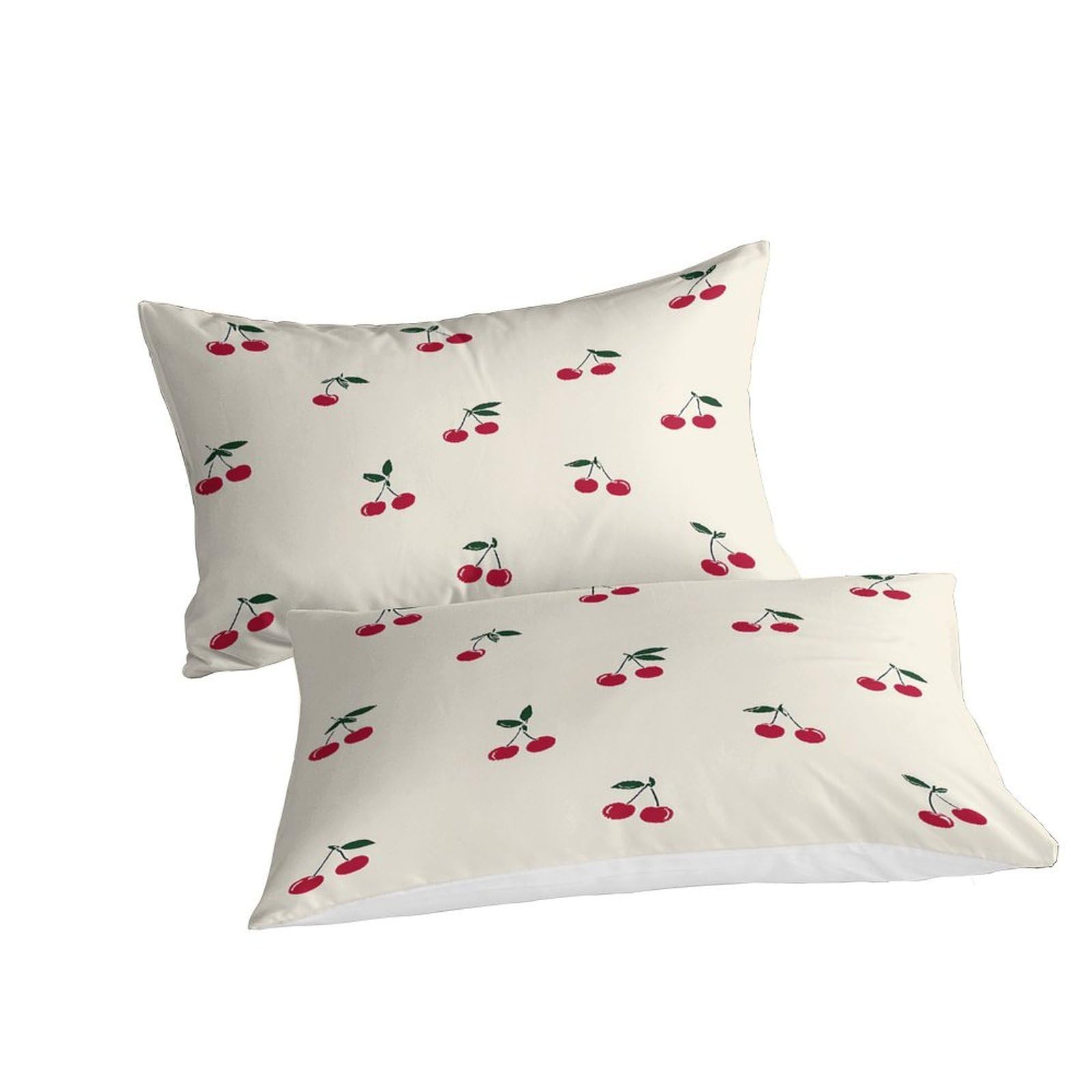 Kirschcluster 3-teiliges Reines Polyester Vintage Frucht Muster Bettbezugset, Versteckter Reißverschluss, Für Kleinkinder, Babysicher & Gifffrei, Pflegeleicht King（220x240cm）