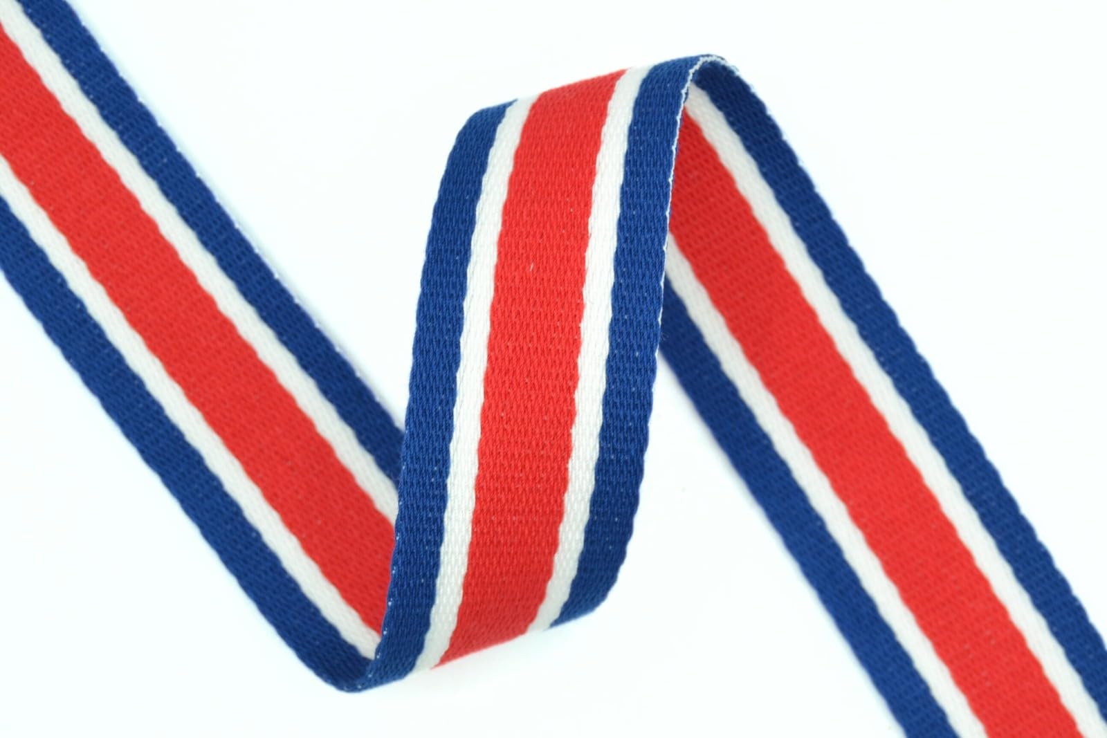 celloexpress 38mm Polyester Mix Striped Webbing - Navy, Red and White Stripe - 2m (200cm) - Strap Tape Bag Tote Handle — image 1