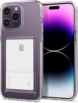 Spigen iPhone 14ProMax Case Card Clear 1 piece TPU Notebook Type Storage Case US Military MIL Standard Certified Ultra Thin Ultra Lightweight Crystal Slot ACS04832 Crystal Clear
