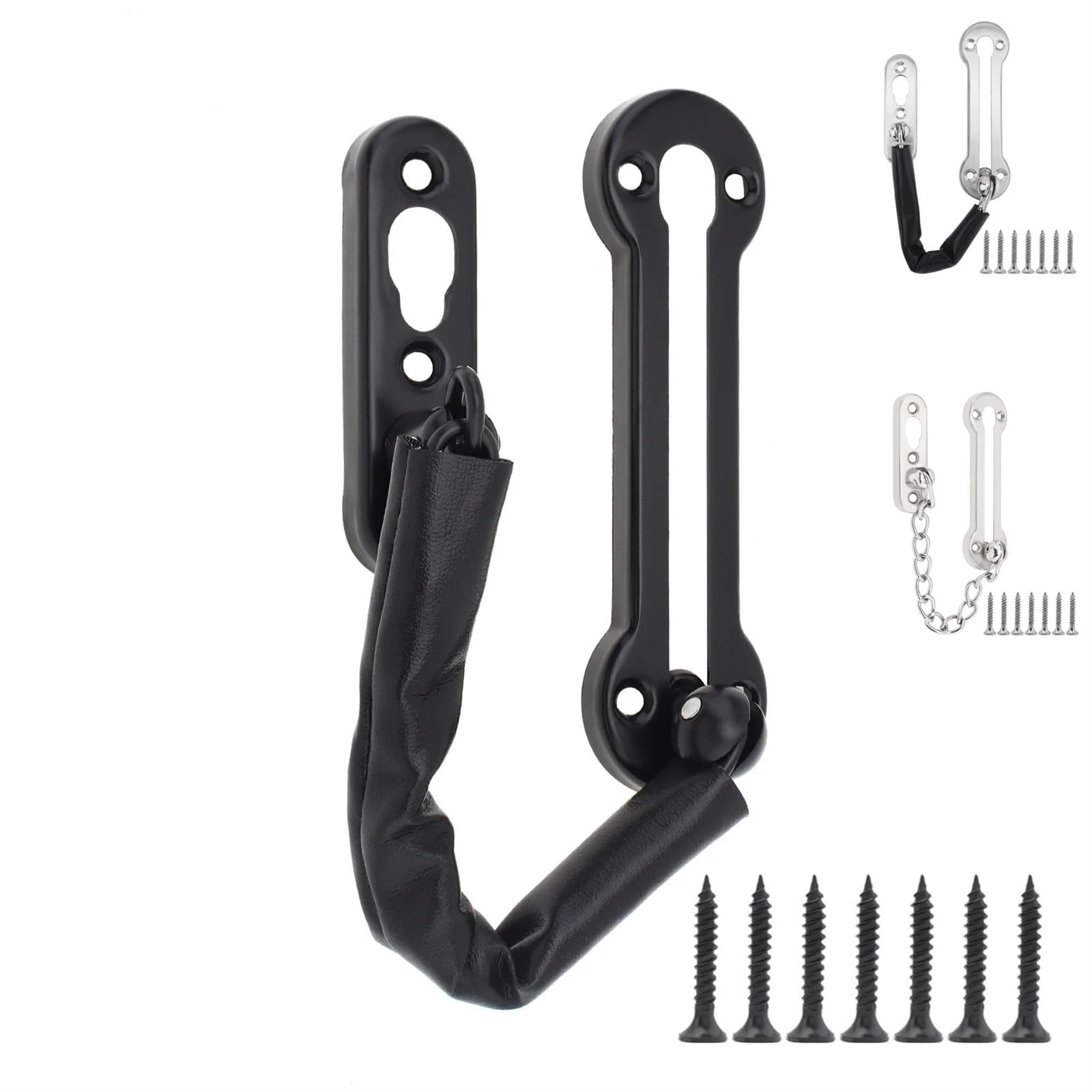 Cerradura de cadena puerta acero inoxidable, cerradura fundición, pestillo protector seguridad, herrajes for interior Adecuado para el dormitorio(Black)
