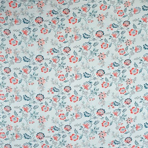 Image of KAWI Elastic Fitted Bedsheets Queen Size (60 inchx78 inch) Premium Cotton Feel for Double Bed with All Around Elastic, 2 Large Pillow Cover, 200TC - Firozi Color, Floral
