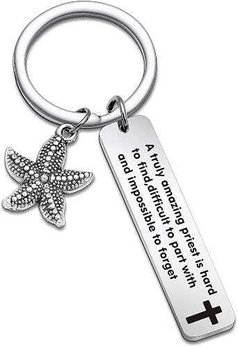 Priest Keychain Catholic Gift Priest Retirement Gift Religious Jewelry Priest Teacher Keychain