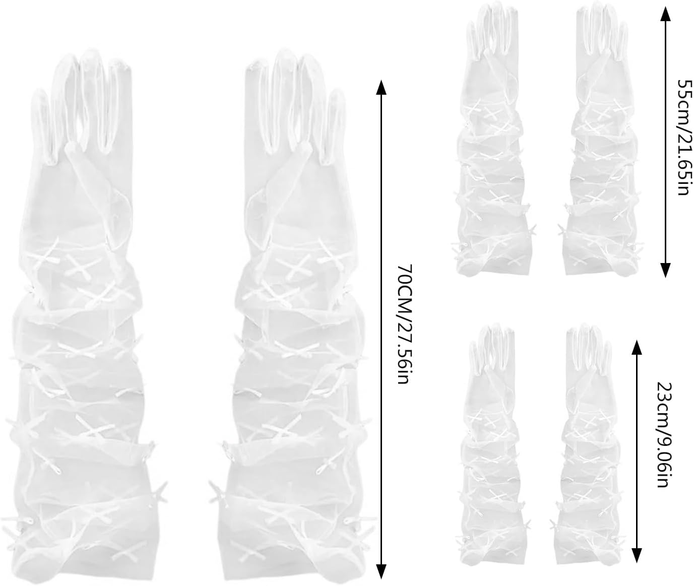 Lace Sheer Gloves for Women Formal Occasion Gloves Ceremonial Wrist Length Bows Gloves Evening Dancing Party Long Gloves(70CM)