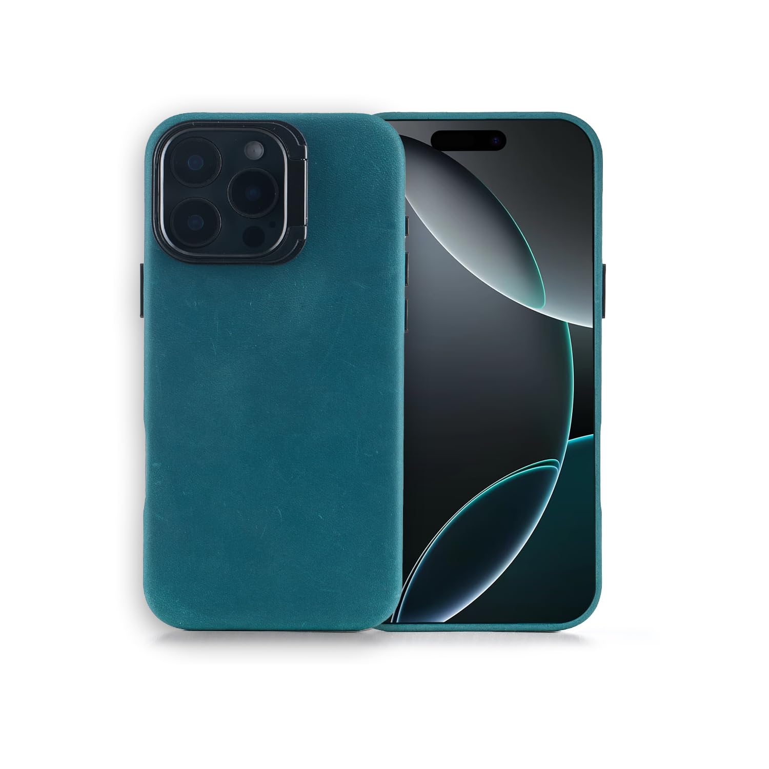 Coque iPhone 16 Pro Max cuir véritable bleu sarcelle compatible chargeur MagSafe - 8