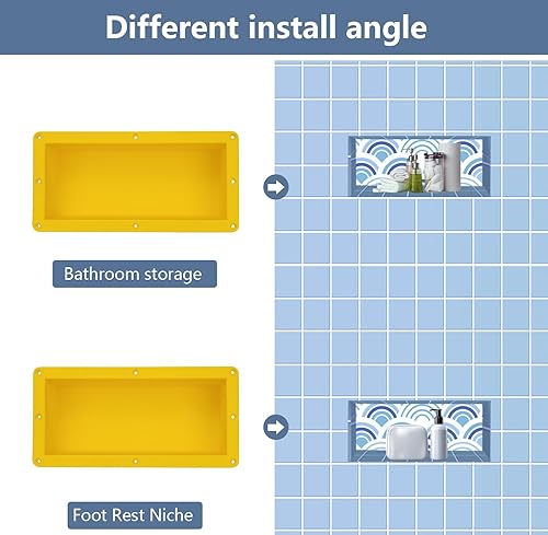 Miniatura 5 de Uni-Green Ready Tile - Reposapiés pequeño de ducha de 16 x 8 x 4 pulgadas (interior de 14 x 6 x 4 pulgadas) para reposapiés y soporte de jabón,