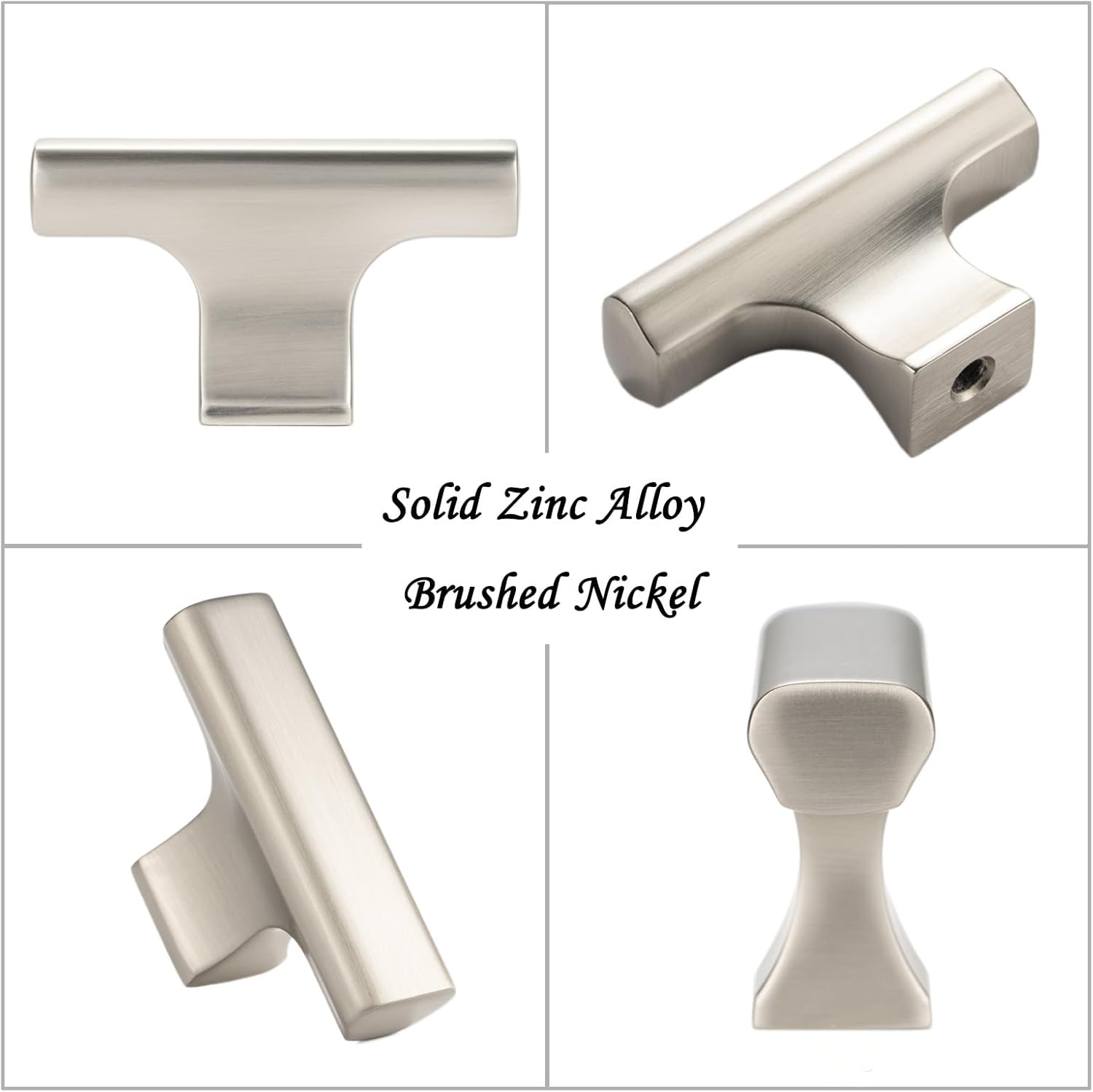10 Pack 2 Inch, T-Bar Brushed Nickel Cabinet Knobs Satin Nickel Drawer Knobs Silver Cabinet Pulls, ZK1303 Kitchen Hardware for Cabinets Drawers Bedroom Dresser Cupboard Bathroom Vanity Closet