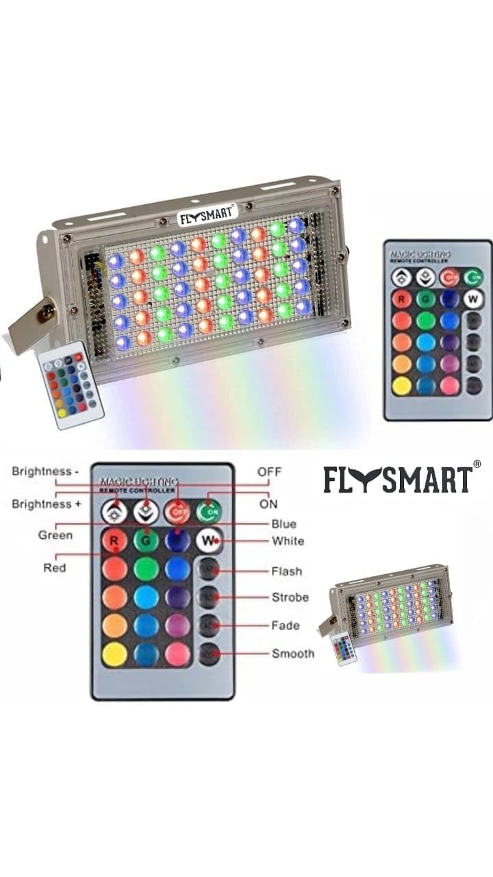 Flysmart LED Outdoor Light, 50W, IP65 Waterproof (RGB, Pack of 2). 1