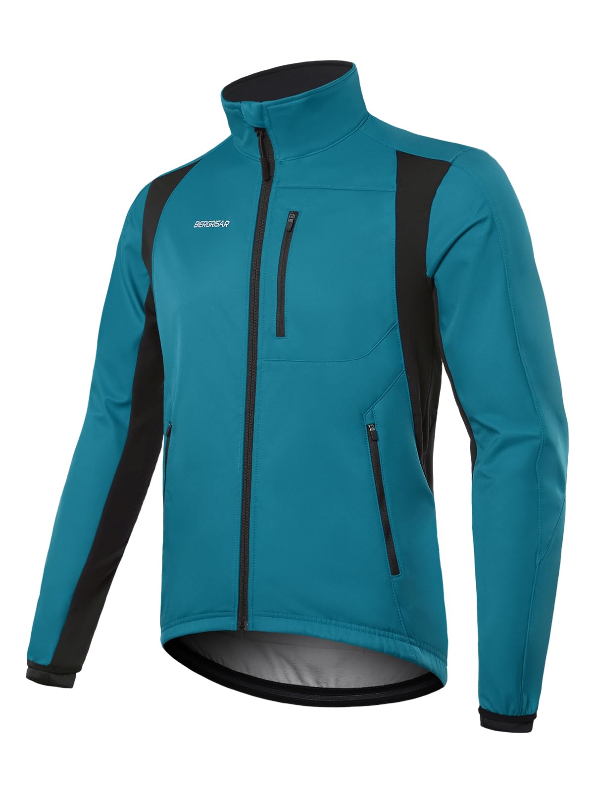 BERGRISAR Winter Fietsen Jas Voor Mannen Softshell Winddicht Thermische Fleece Fiets Kleding Running Jacket Windbreaker, Groen, XL