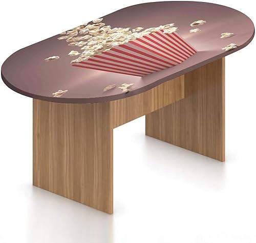 XISUNYA Mantel ajustable ovalado, moderno y elástico, de poliéster, estilo retro, diseño de palomitas de maíz, para el hogar, café, se adapta a