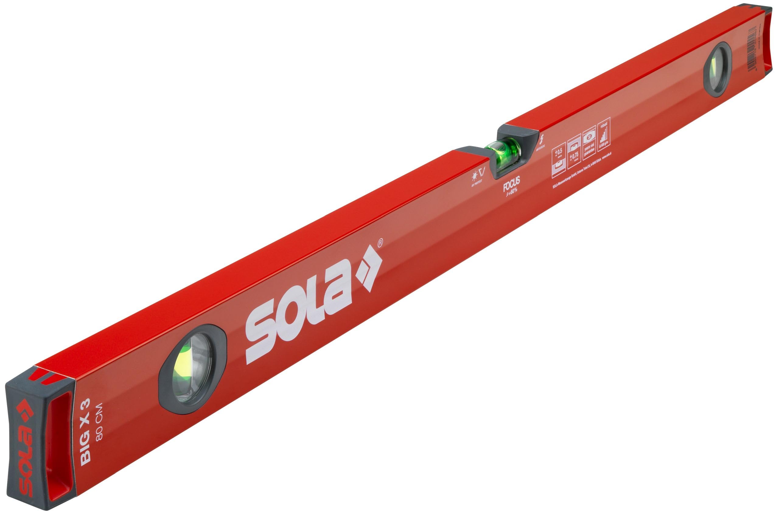 Sola 1373101 "Big X 3 80" Spirit Level, Red, 80 cm — image 1