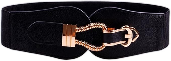 Amazon Suoku レディース 太ベルト おしゃれ 幅広 ウエスト レザー 金属バックル ブラック ベルト 通販
