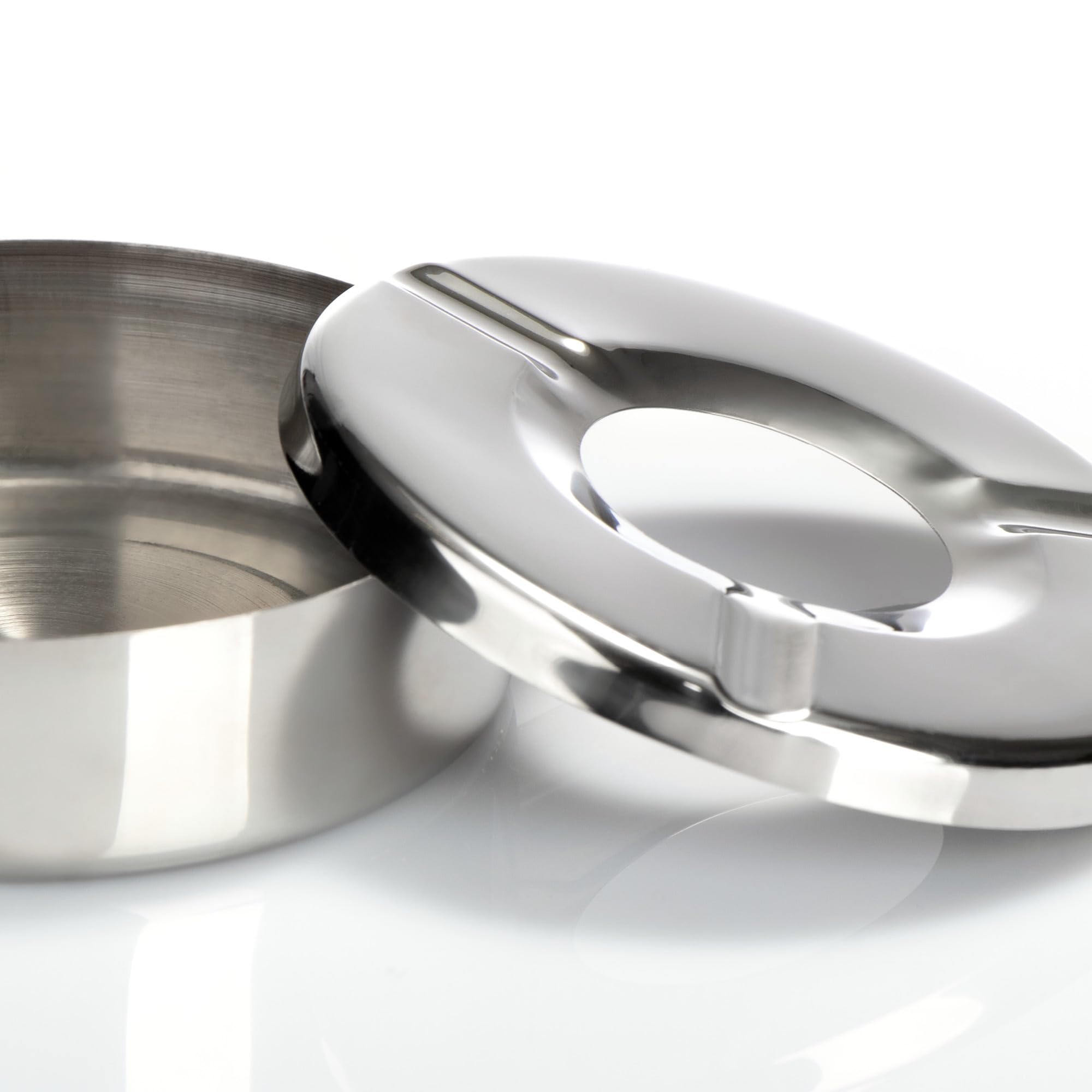 com-four® 6x posacenere in acciaio inox - posacenere a vento con coperchio rimovibile per proteggere dalla cenere volante - Ø 11 cm (006 pezzi - acciaio inossidabile)