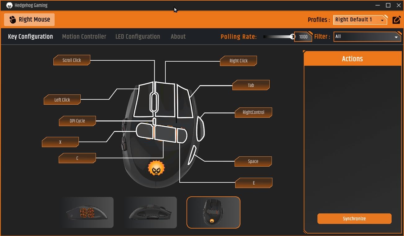Hedgehog MMO Gaming Mouse - 16 000 DPI - 23 Programmable Buttons - Switch to Joystick Mode with Spring-Loaded Base - PC, Mac, Ubuntu Linux