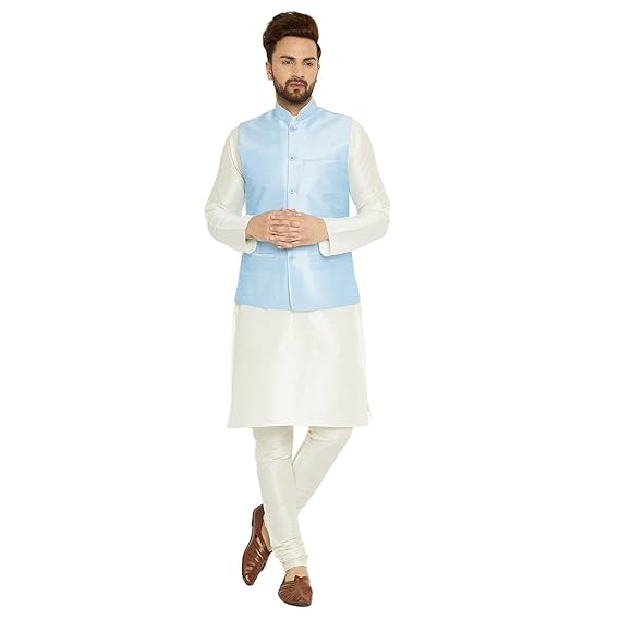 light blue kurta with jacket