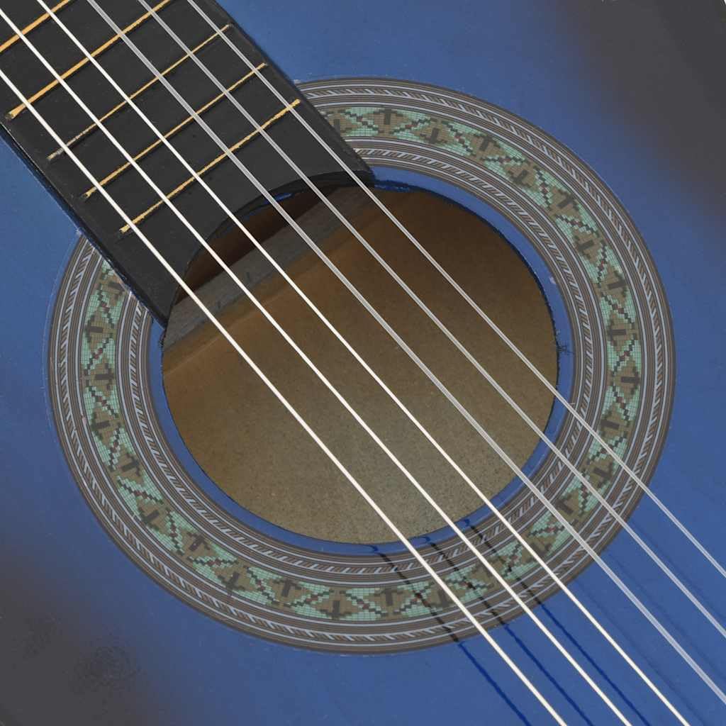 Chitarra classica per principianti e bambini, blu, 3/4, 91 cm, in legno di tiglio, con corde in nylon e tastiera in plastica dura, strumento ideale per l'apprendimento