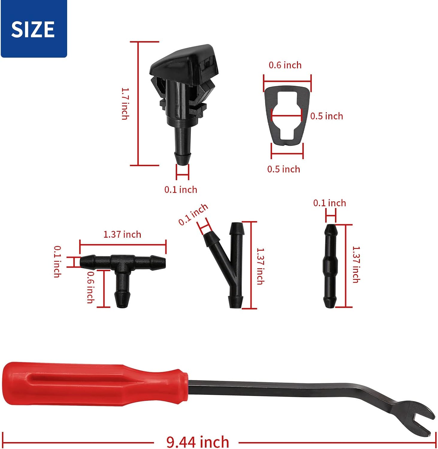 4805742AB 5116079AA 5113049AA Windshield Washer Nozzles Kit Replacement for Chrysler Dodge Journey Durango Charger Caliber Avenger Jeep Compass Patriot Ram Wind Shield Sprayer Nozzle Kit