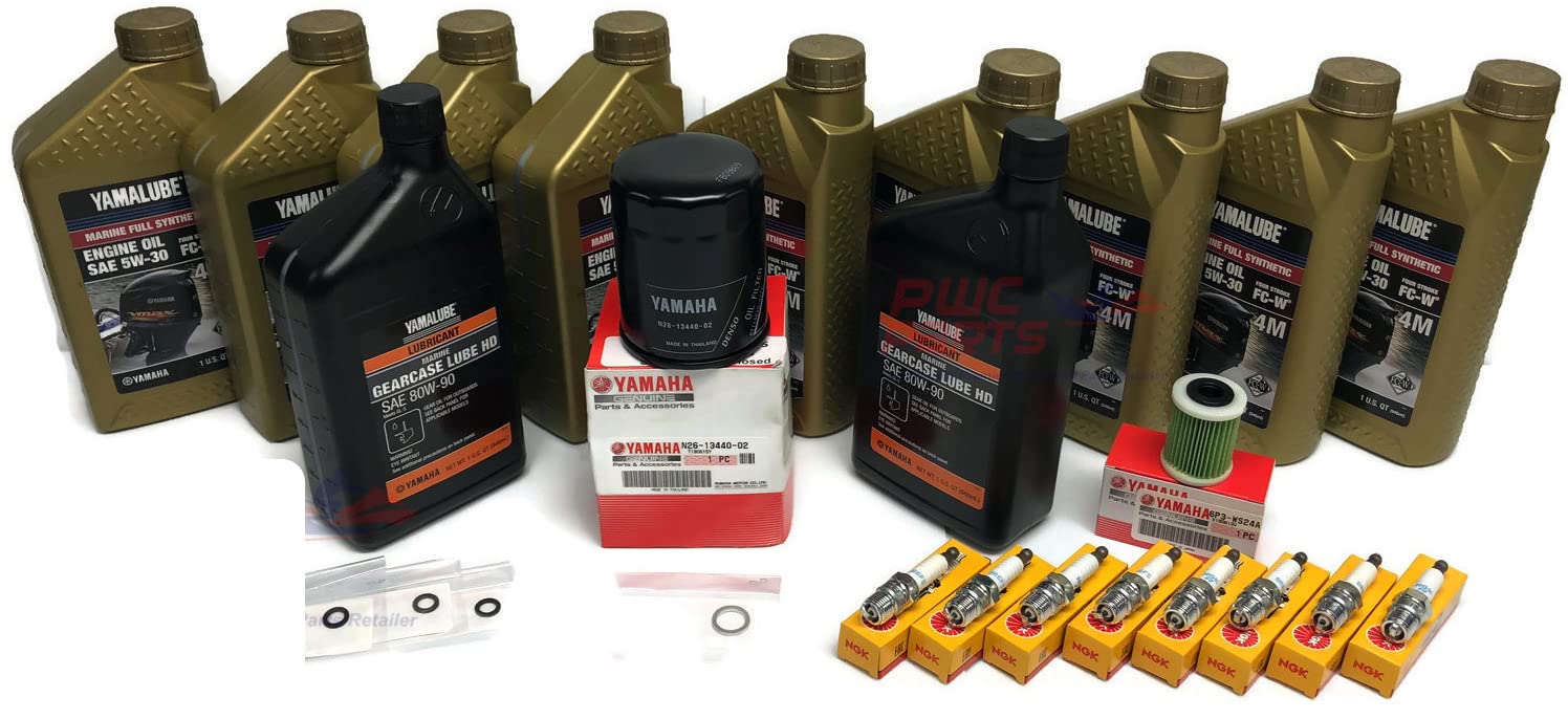 YAMAHA OEM XTO 425 XF425 V8 5.6L Outboard 05W30 4M Full Synthetic Oil Change Kit Lower Unit Gear Cas