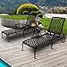 VINGLI Cast Aluminum Outdoor Chaise Lounge Chair with Wheels, Patio Chaise Lounge with 3-Position Adjustable Backrest, Outdoor Tanning Chair Patio Lounge Chair (Black, Without Cushion)