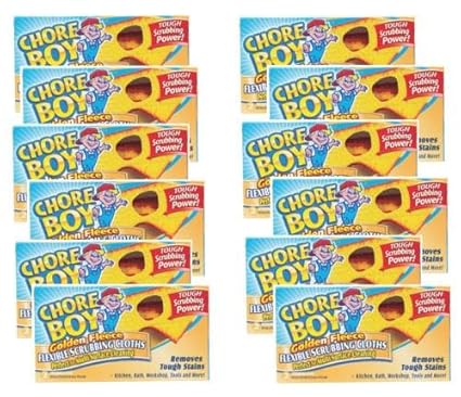 24 Pads! CHORE BOY Golden Fleece Scouring Cloths Pad Cleaning Kitchen Lawn Tools