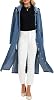 Womens Long Denim Jackets Maxi Trench Coat Jean Jacket with Drawstring Detachable Hoodie