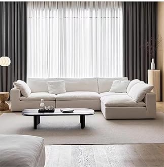 Luxury Luxe U-Shape Modular Sectional Sofa Set, Modern Nordic Velvet Fabric with Down Filling, Backless L-Shape Design, Customizable Configurations for Living Room, Apartment, Hotel